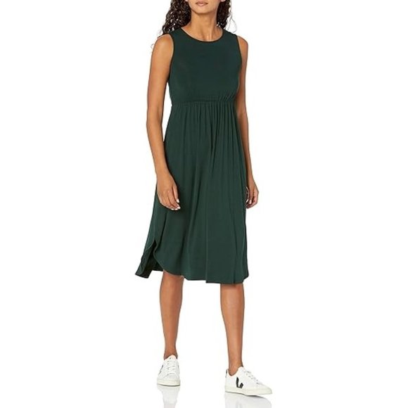 Amazon Essentials Jersey Sleeveless Gathered Midi Dress. e69 - Picture 1 of 5